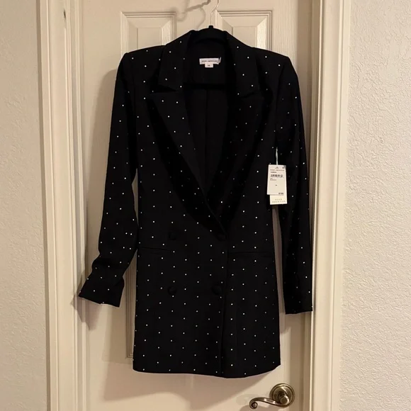 Good American Black Blazer mini dress with rhinestone - Picture 5 of 6